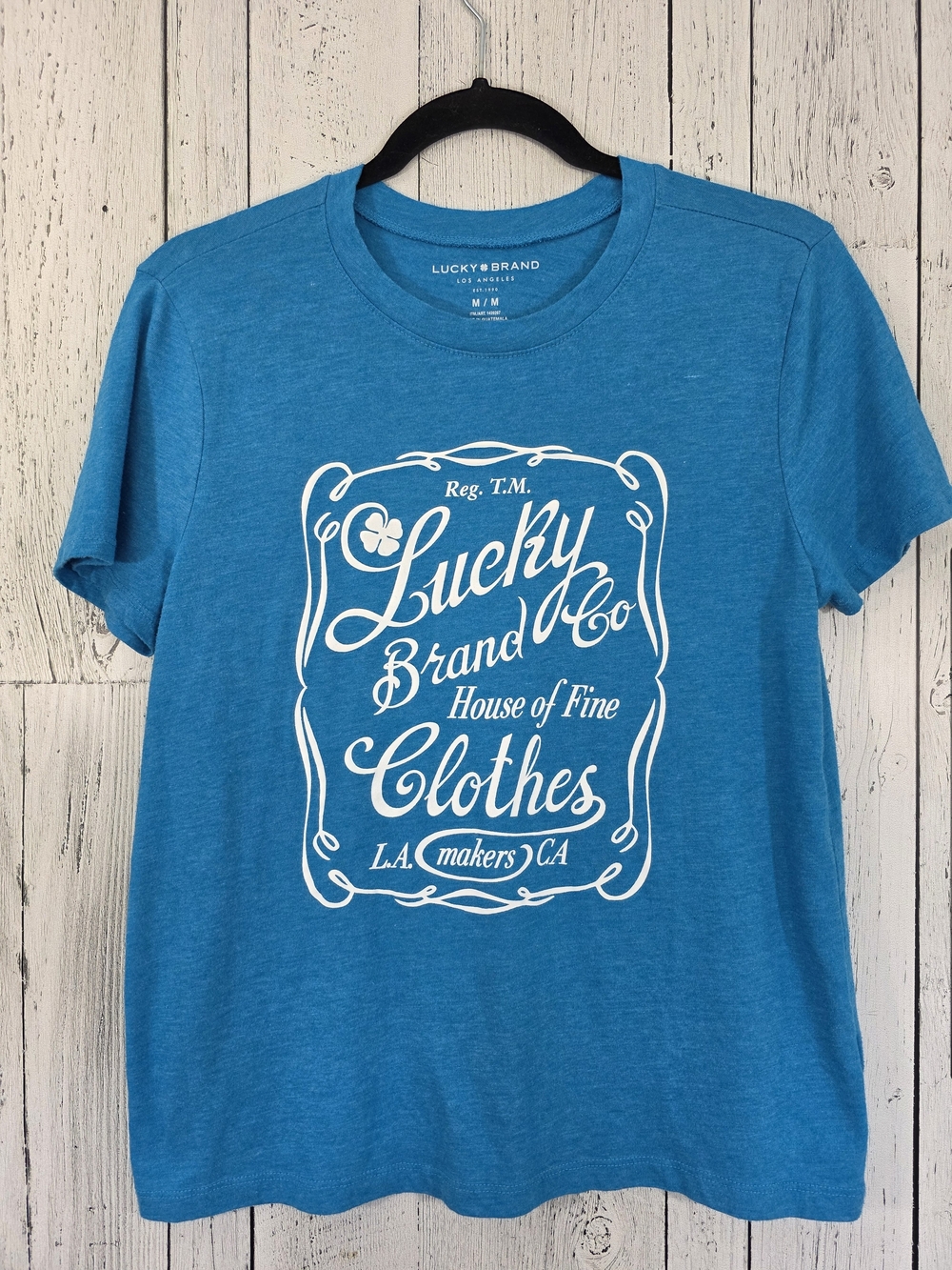 Lucky Brand House of Fine Clothes Graphic T-Shirt Medium Retro Inspired Basic